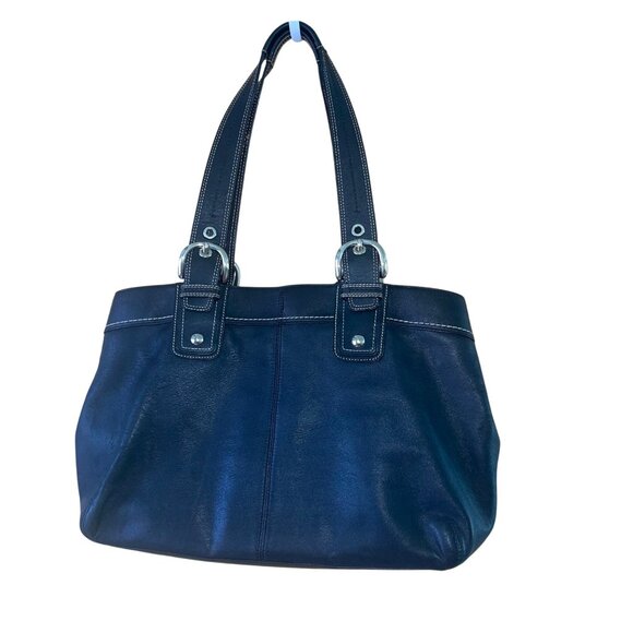 Coach Womens Tote Bag Black Adjustable Straps Leather Hardware 3 Compartments - Picture 16 of 16